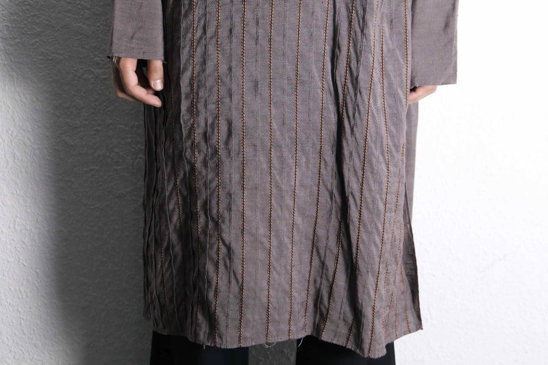 light purple tuck pattern officer collar kurta shirt