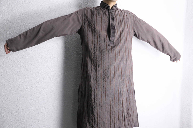 light purple tuck pattern officer collar kurta shirt