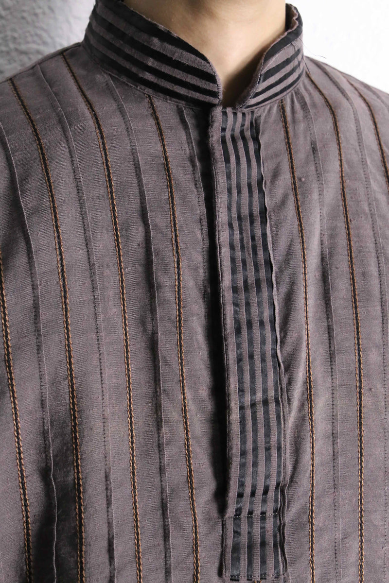 light purple tuck pattern officer collar kurta shirt