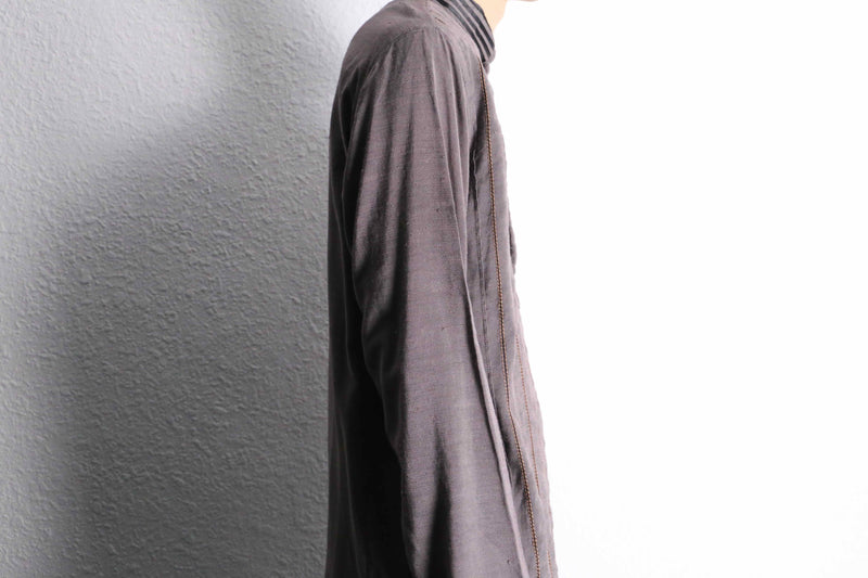 light purple tuck pattern officer collar kurta shirt