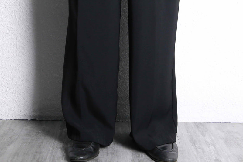 black poly twill trousers