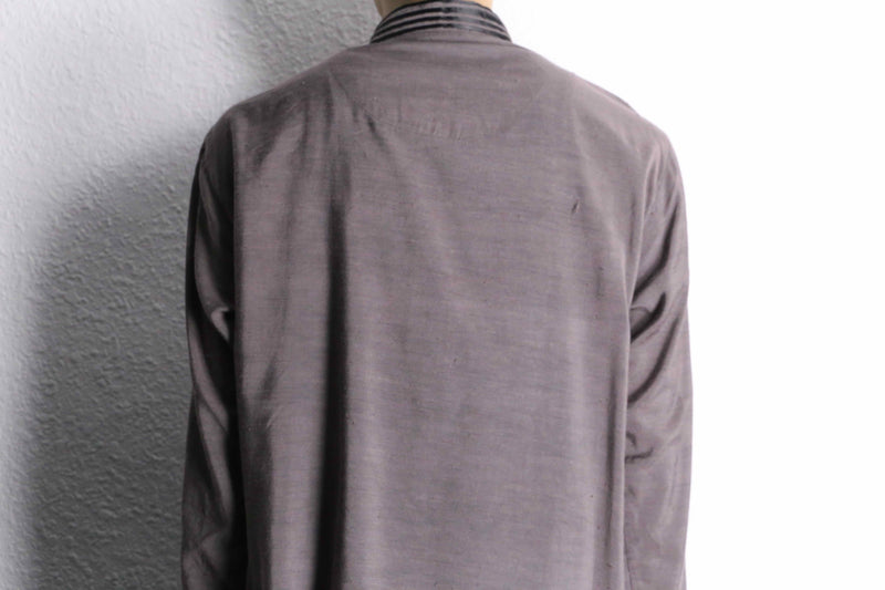 light purple tuck pattern officer collar kurta shirt