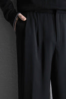 black poly twill trousers