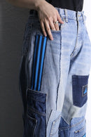"Re:make" track baggy denim pants