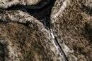 faux leopard fur zip up hooded jacket