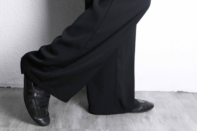 black poly twill trousers