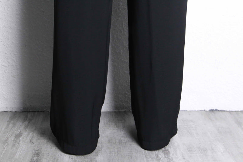 black poly twill trousers