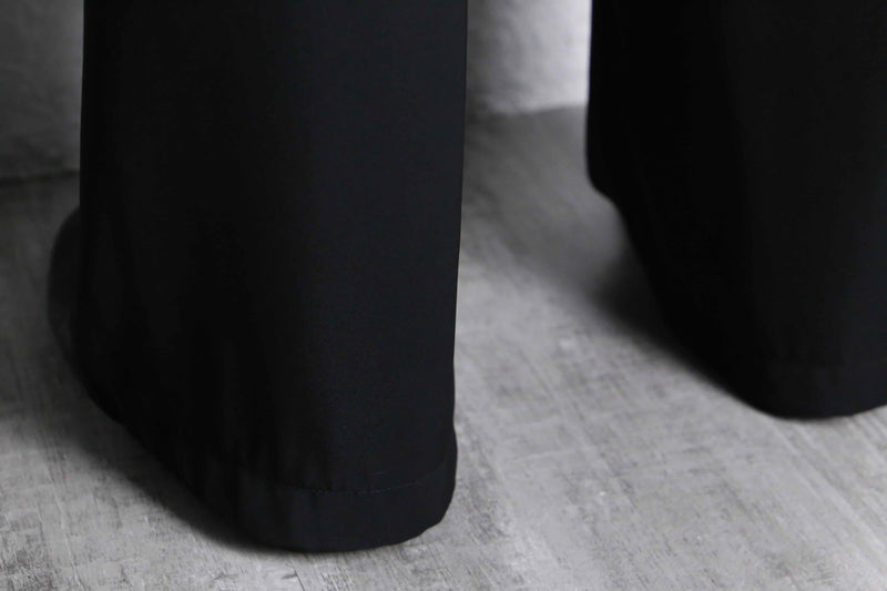 black poly twill trousers