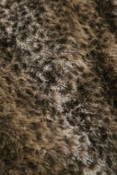 faux leopard fur zip up hooded jacket