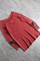 patterned cuff thermal top