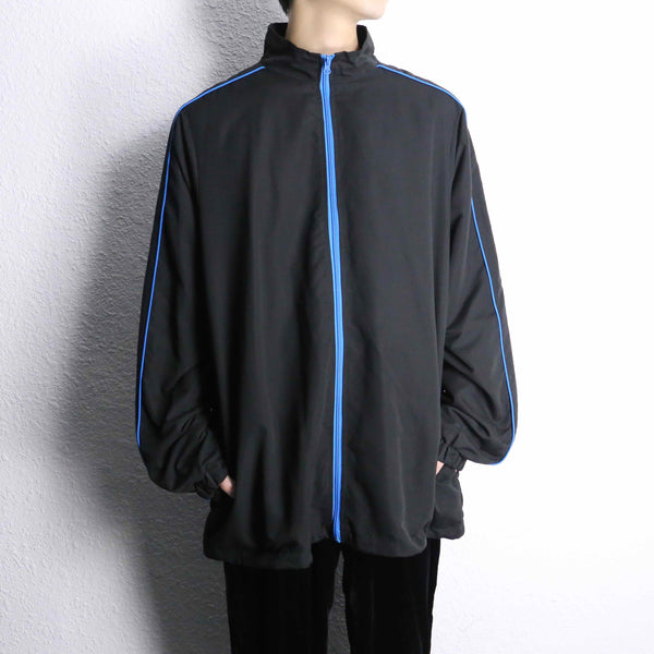 "KING SIZE" peach skin blue line zip jacket