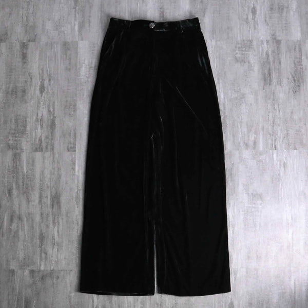 greenish black 2tuck velvet pants