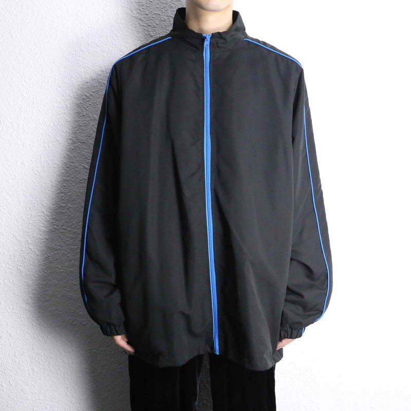 "KING SIZE" peach skin blue line zip jacket