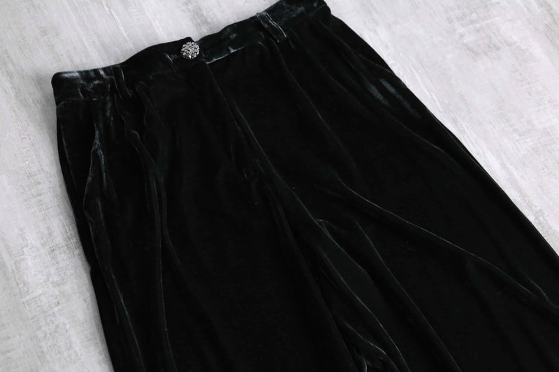 greenish black 2tuck velvet pants