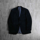 2000s dark navy velour tailored jacket