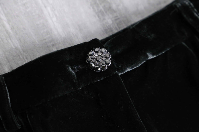 greenish black 2tuck velvet pants