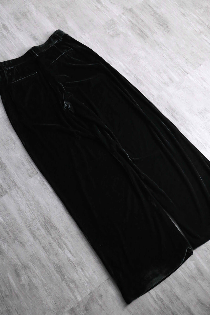 greenish black 2tuck velvet pants