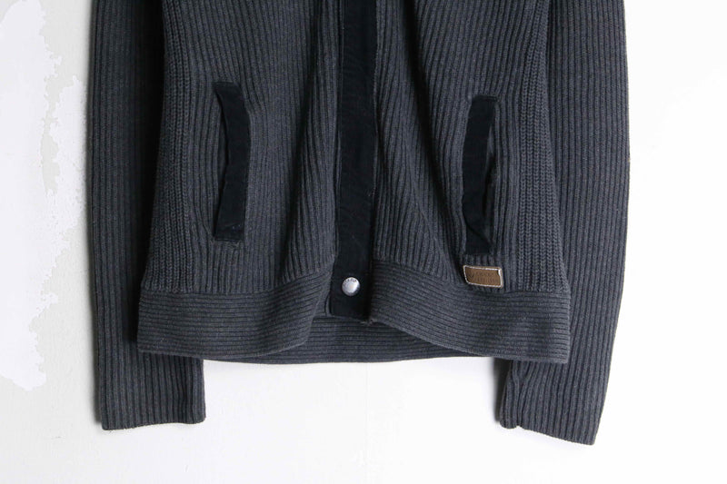 black × gray mock neck knit jacket