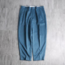 blue poly gabardine pleated slacks