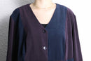 purple × navy panel switch smooth shirt