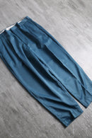 blue poly gabardine pleated slacks