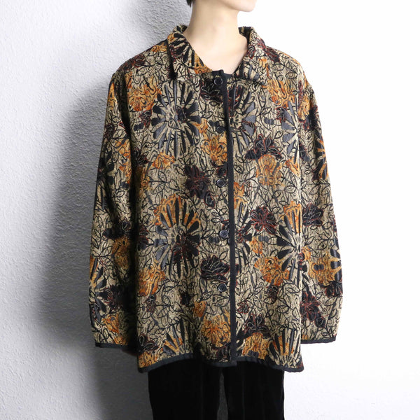 reversible botanical design jacquard jacket