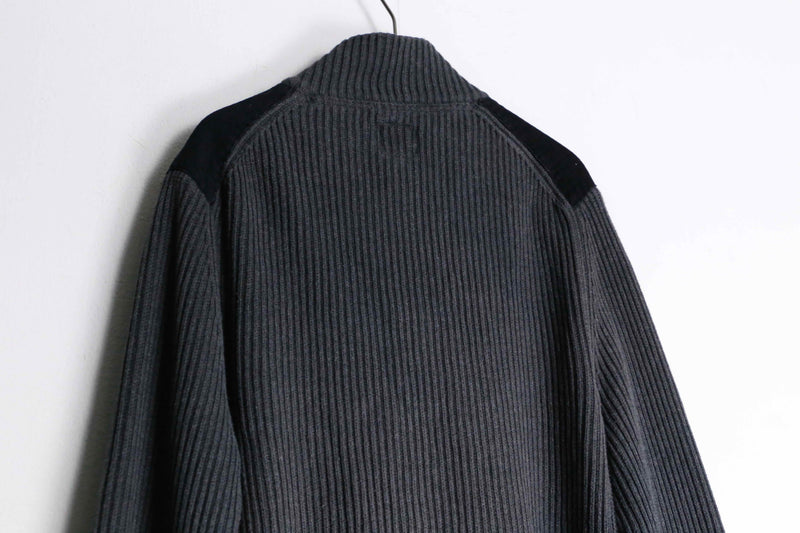 black × gray mock neck knit jacket