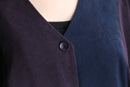purple × navy panel switch smooth shirt