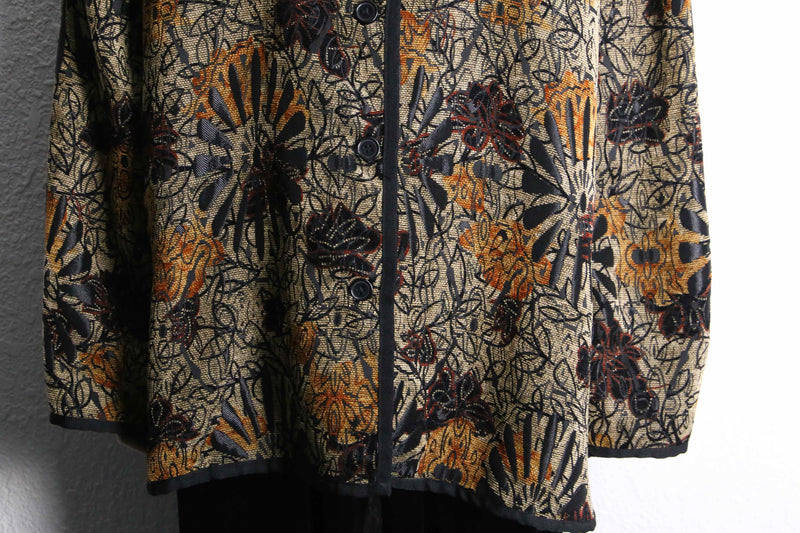 reversible botanical design jacquard jacket
