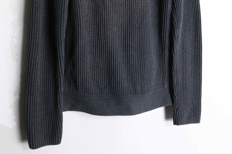 black × gray mock neck knit jacket