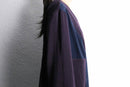 purple × navy panel switch smooth shirt