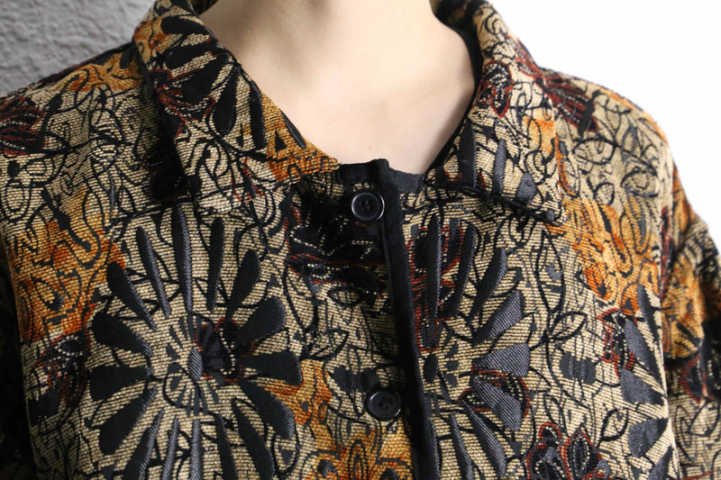 reversible botanical design jacquard jacket