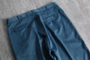 blue poly gabardine pleated slacks