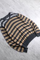 “Neiman Marcus” gray×camel border knit