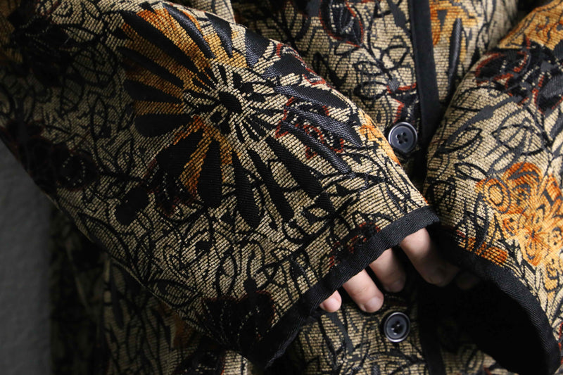 reversible botanical design jacquard jacket