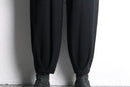 black rib box tuck knit easy pants