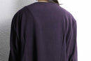purple × navy panel switch smooth shirt