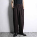red brown wool wide tapered trousers