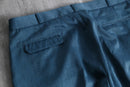 blue poly gabardine pleated slacks