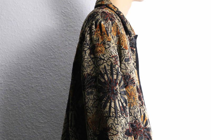 reversible botanical design jacquard jacket