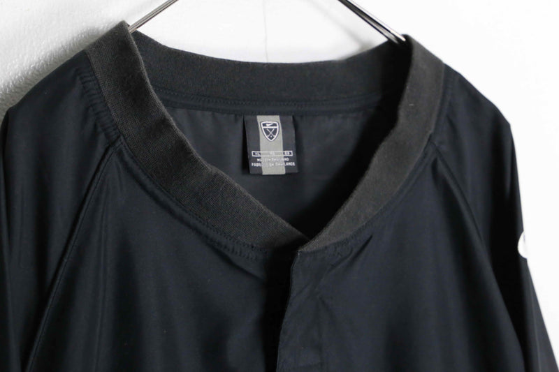 "NIKE" half button black nylon pullover