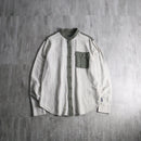 2000s A/X stripe band collar shirt