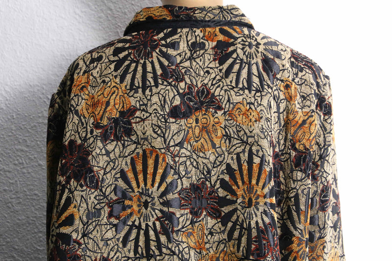 reversible botanical design jacquard jacket