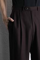 red brown wool wide tapered trousers