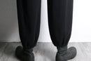 black rib box tuck knit easy pants