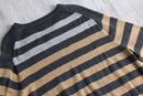 “Neiman Marcus” gray×camel border knit