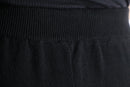 black rib box tuck knit easy pants