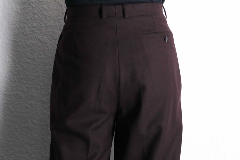 red brown wool wide tapered trousers
