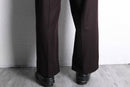 red brown wool wide tapered trousers