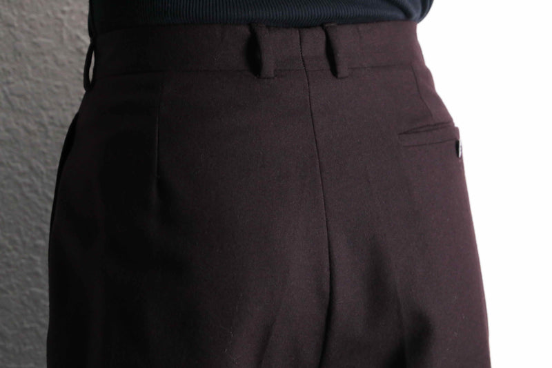 red brown wool wide tapered trousers